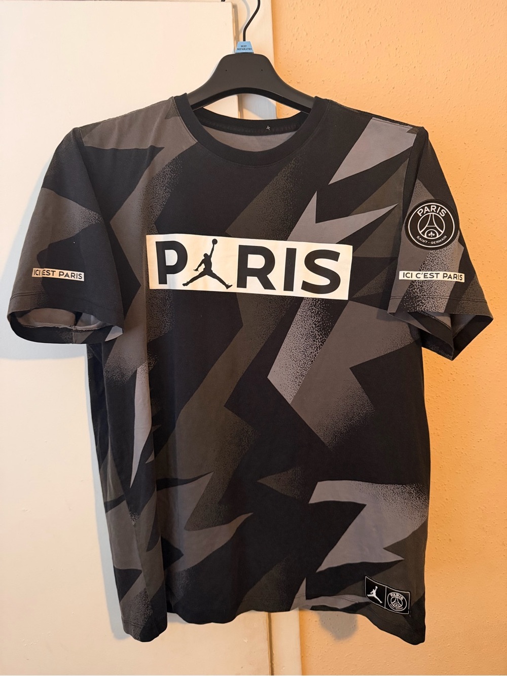 Air Jordan X Paris Saint Germain T Shirt Mens Medium Black Patch Logo Sz XL